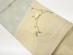 螺鈿金彩椿模様名古屋帯